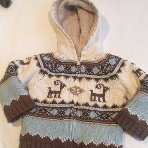 Janie and Jack Llama Hooded Sweater 2T